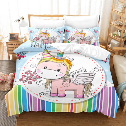 Cute Kids Girls Unicorn Bedding Set Quilt Covers Without Filler