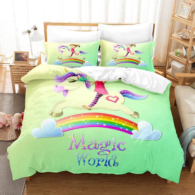 Cute Kids Girls Unicorn Bedding Set Quilt Covers Without Filler