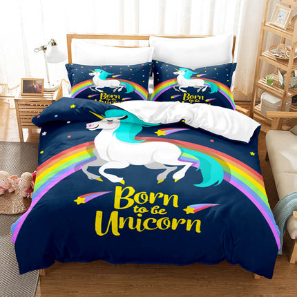 Cute Kids Girls Unicorn Bedding Set Quilt Covers Without Filler