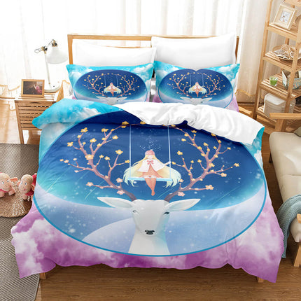 Cute Pere David's deer Elk Bedding Set Quilt Cover Without Filler