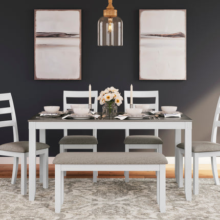 Stonehollow Dining Table and 4 Chairs and Bench