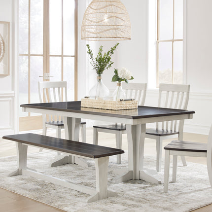 Darborn Dining Table Set - 4 Chairs + Bench