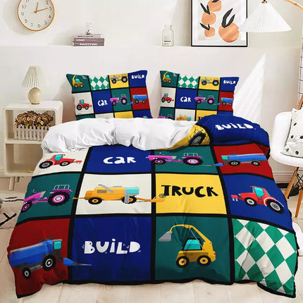 Digger Dump Truck Excavator Bedding Set Quilt Cover Without Filler