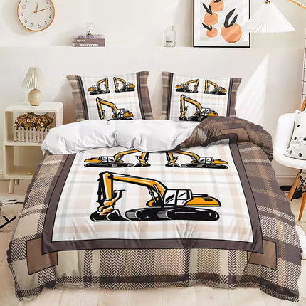 Digger Dump Truck Excavator Bedding Set Quilt Cover Without Filler