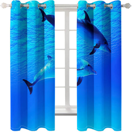 Dolphin Curtains Blackout Window Treatments Drapes for Room Decoration