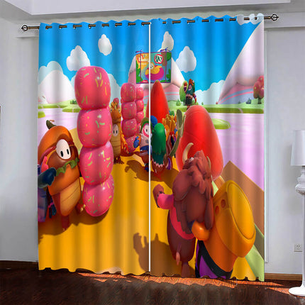 Fall Guys Pattern Curtains Blackout Window Drapes