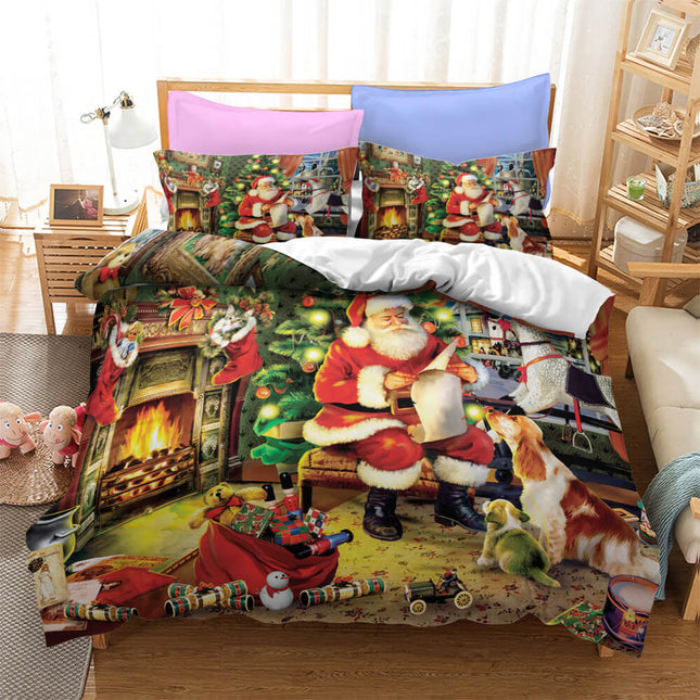 Father Christmas 3 Piece Bedding Set Quilt Cover Without Filler