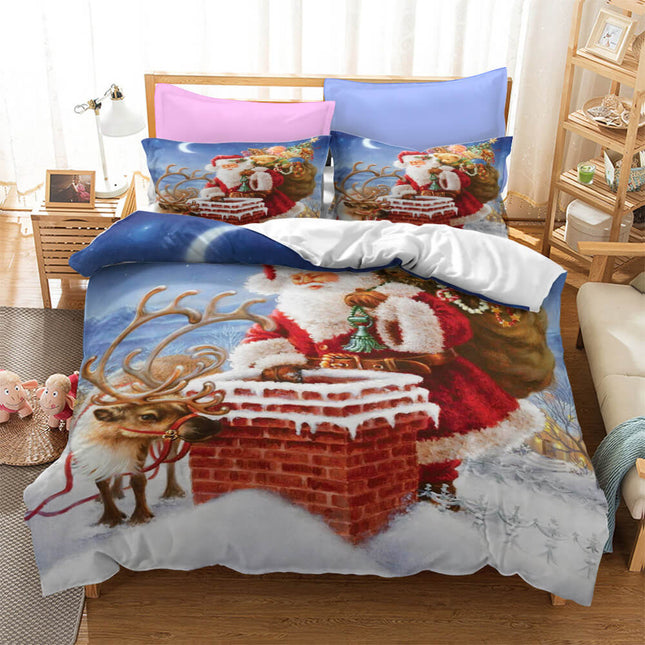Father Christmas 3 Piece Bedding Set Quilt Cover Without Filler