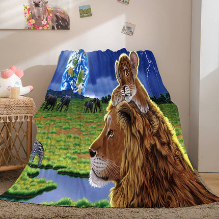 Fiercely Lion Flannel Blanket Room Decoration