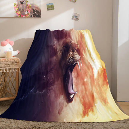 Fiercely Lion Flannel Blanket Room Decoration