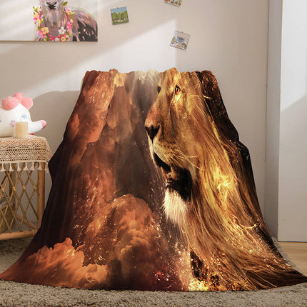 Fiercely Lion Flannel Blanket Room Decoration