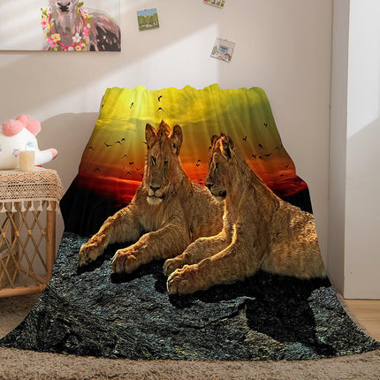 Fiercely Lion Flannel Blanket Room Decoration