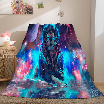 Fiercely Lion Flannel Blanket Room Decoration