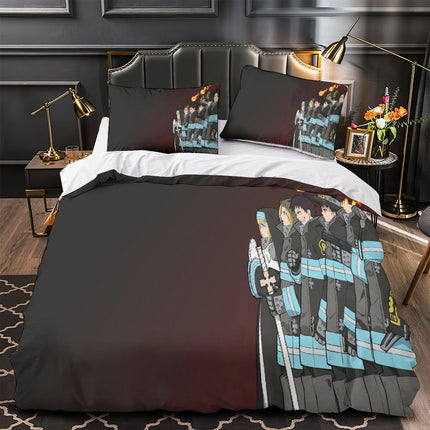 Fire Force Bedding Set Pattern Quilt Cover Without Filler