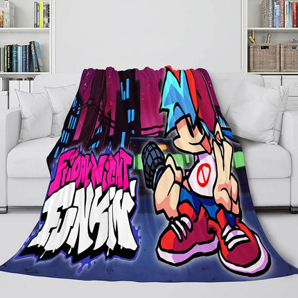 Friday Night Funkin Cosplay Flannel Blanket Warm Throw Bed Blankets