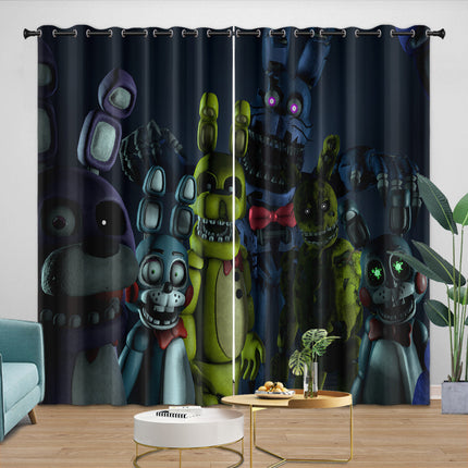 Game Five Nights At Freddys Curtains Pattern Blackout Window Drapes