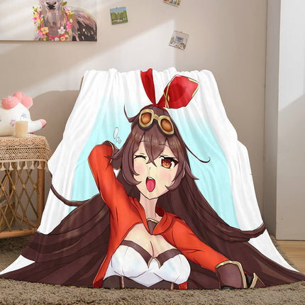 Genshin Impact Aether Lumine Flannel Caroset Throw Cosplay Blanket