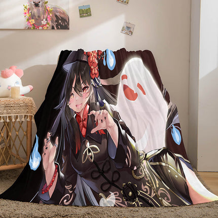 Genshin Impact Aether Lumine Flannel Caroset Throw Cosplay Blanket