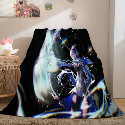 Genshin Impact Aether Lumine Flannel Caroset Throw Cosplay Blanket