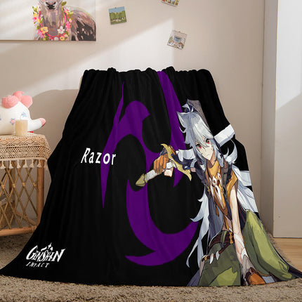 Genshin Impact Aether Lumine Flannel Caroset Throw Cosplay Blanket