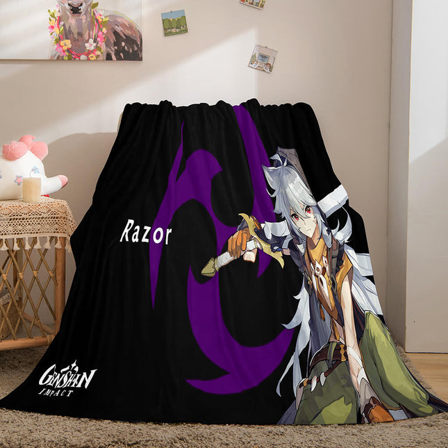 Genshin Impact Aether Lumine Flannel Caroset Throw Cosplay Blanket