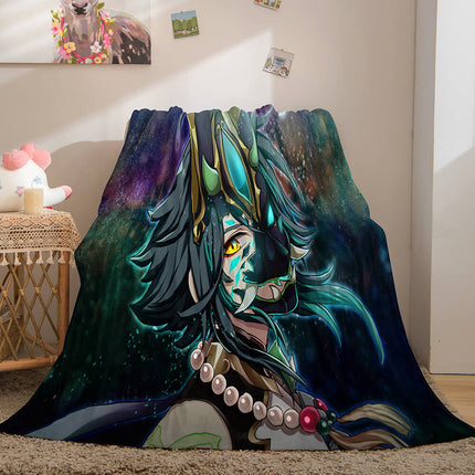 Genshin Impact Aether Lumine Flannel Caroset Throw Cosplay Blanket