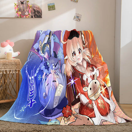 Genshin Impact Aether Lumine Flannel Caroset Throw Cosplay Blanket