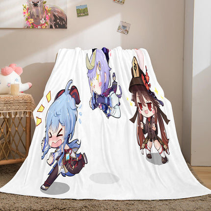 Genshin Impact Aether Lumine Flannel Caroset Throw Cosplay Blanket