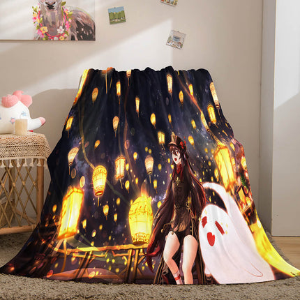 Genshin Impact Aether Lumine Flannel Caroset Throw Cosplay Blanket