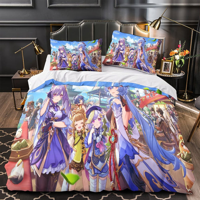 Genshin Impact Bedding Set Pattern Quilt Duvet Cover Without Filler