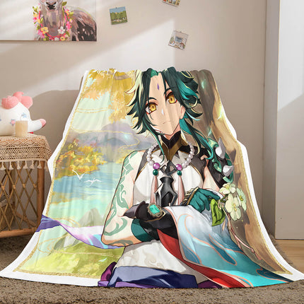 Genshin Impact Flannel Caroset Throw Cosplay Blanket