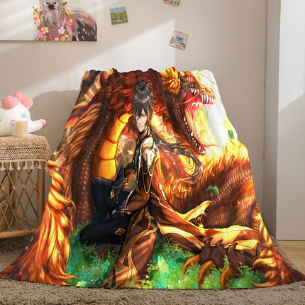 Genshin Impact Flannel Caroset Throw Cosplay Blanket