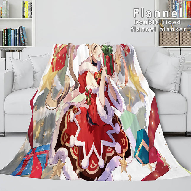 Genshin Impact Flannel Caroset Throw Cosplay Blanket