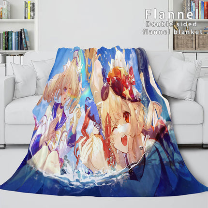 Genshin Impact Flannel Caroset Throw Cosplay Blanket