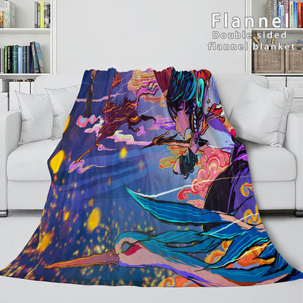 Genshin Impact Flannel Caroset Throw Cosplay Blanket