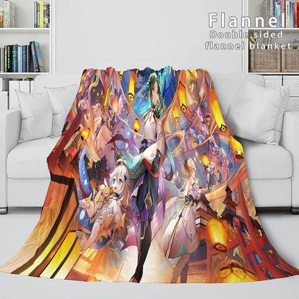 Genshin Impact Flannel Caroset Throw Cosplay Blanket