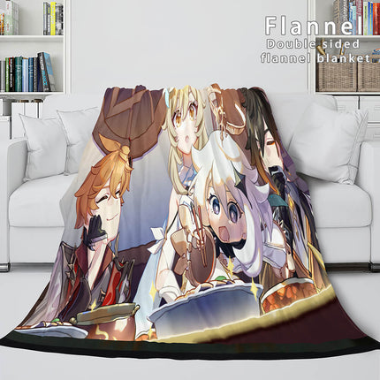 Genshin Impact Flannel Caroset Throw Cosplay Blanket