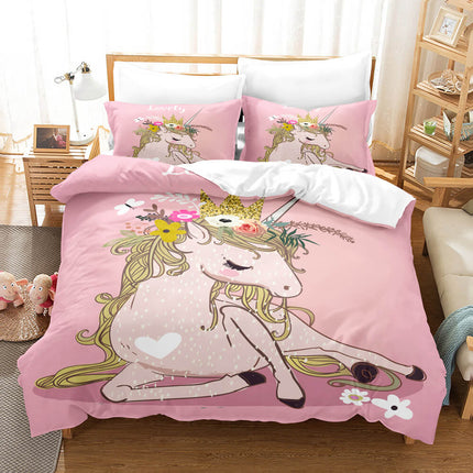 Girls Unicorn Bedding Sets Cosplay Quilt Covers Room Decoration