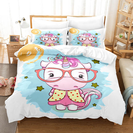 Girls Unicorn Bedding Sets Cosplay Quilt Covers Room Decoration