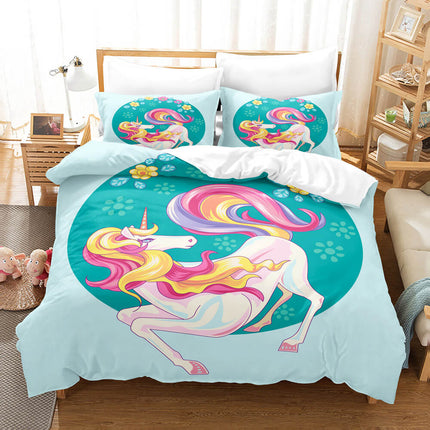 Girls Unicorn Bedding Sets Cosplay Quilt Covers Room Decoration