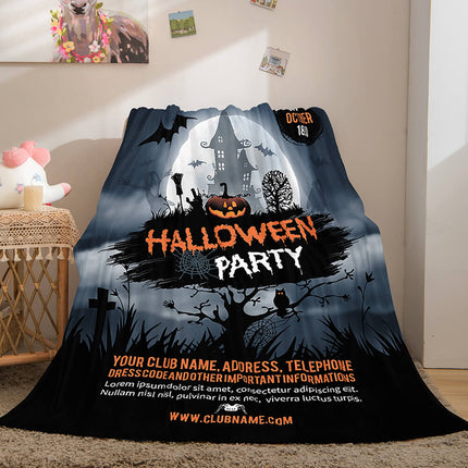 Halloween Castle Flannel Fleece Throw Cosplay Blanket