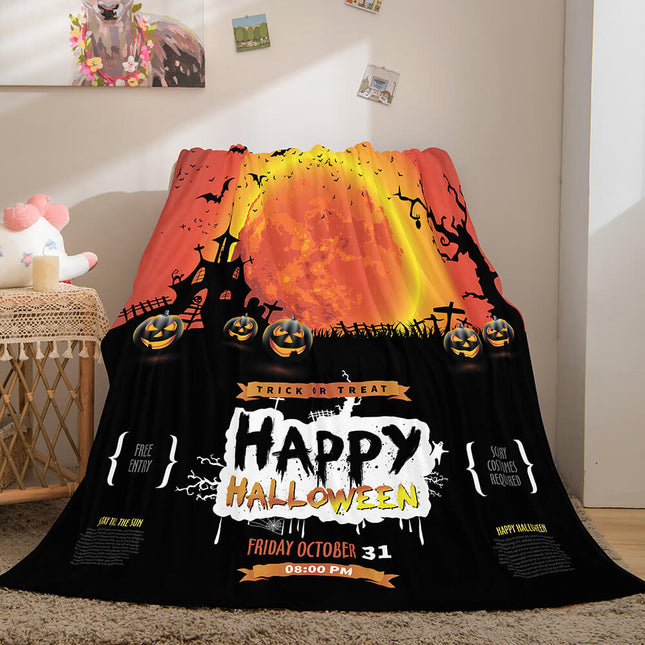 Halloween Castle Flannel Fleece Throw Cosplay Blanket