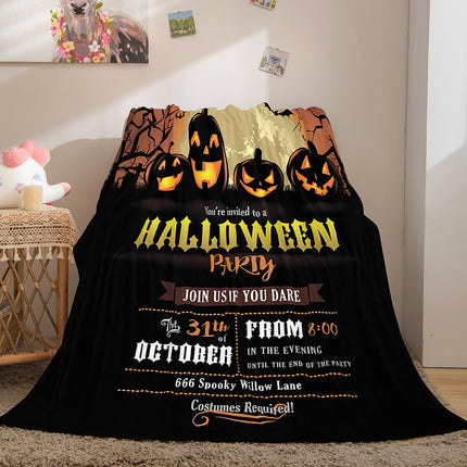 Halloween Castle Flannel Fleece Throw Cosplay Blanket