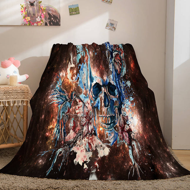 Halloween Horror Skull Flannel Fleece Blanket Skeleton Throw Blanket