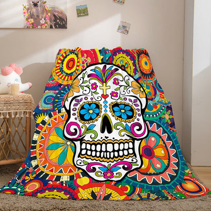 Halloween Horror Skull Flannel Fleece Blanket Skeleton Throw Blanket