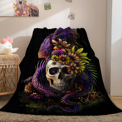 Halloween Horror Skull Flannel Fleece Blanket Skeleton Throw Blanket