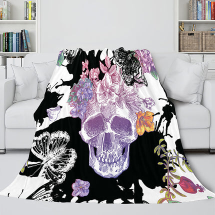 Halloween Skeleton Skull Flannel Blanket Throw Blanket