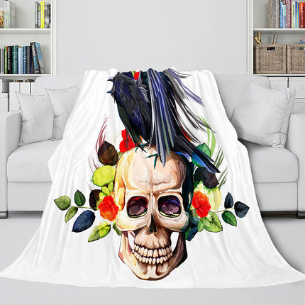 Halloween Skeleton Skull Flannel Blanket Throw Blanket