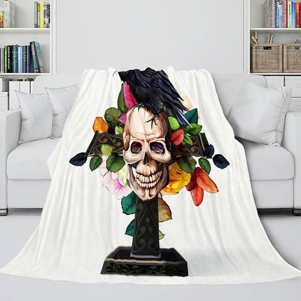 Halloween Skeleton Skull Flannel Blanket Throw Blanket
