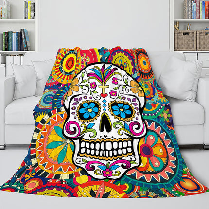 Halloween Skeleton Skull Flannel Blanket Throw Blanket